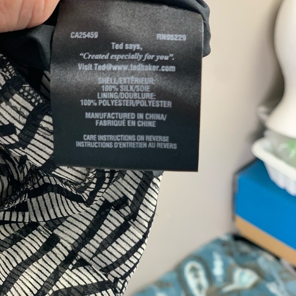 Ted Baker London Abstract Zebra Pattern with Bronze Glass Beads Design Dress - Picture 15 of 16